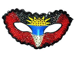 Antigua & Barbuda Masquerade Mask covered in crystal rhinestones